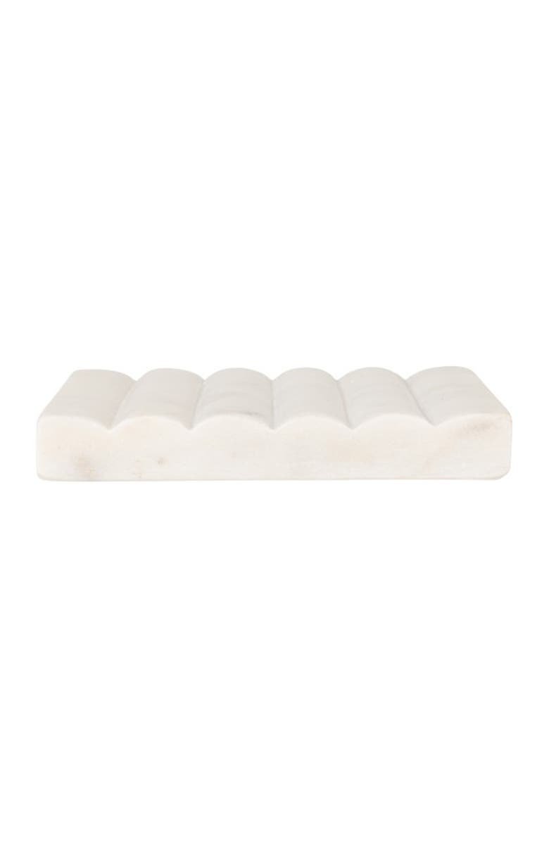 Storied Home Contemporary Carved Marble Soap Dish for Bathrooms, Alternate, color, White