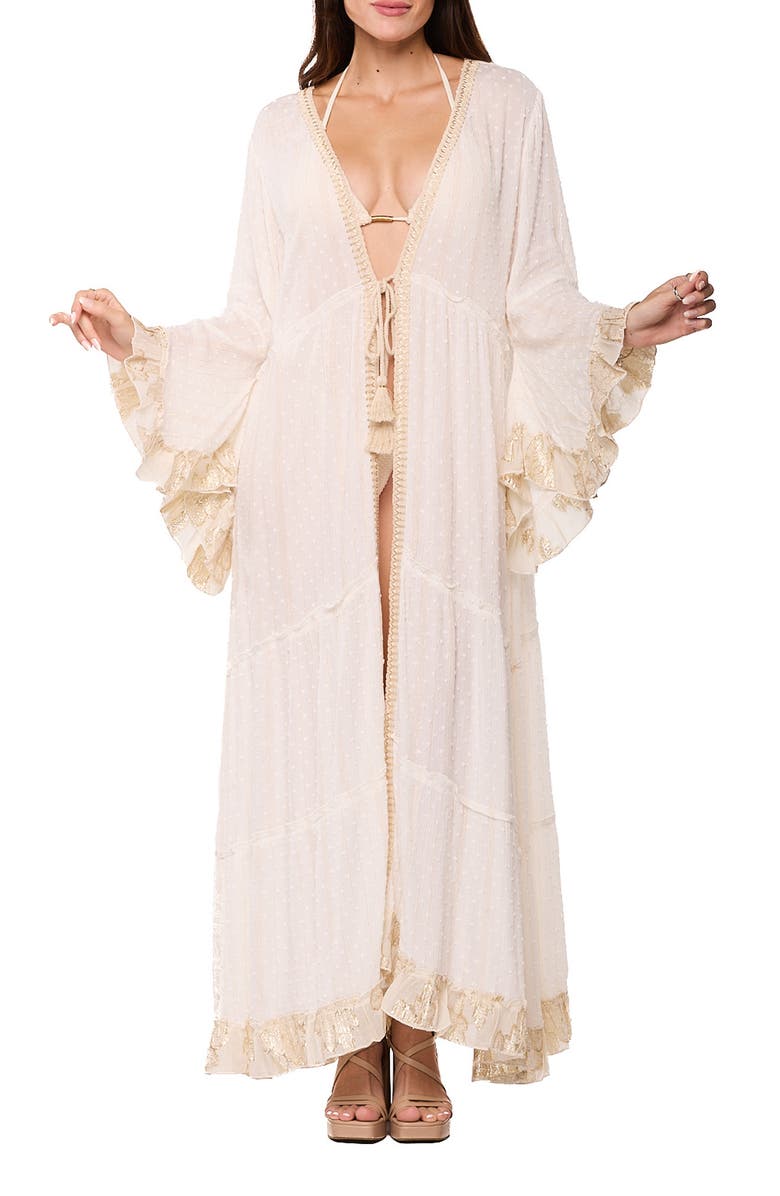RANEES Longline Cover-Up Duster, Main, color, Beige