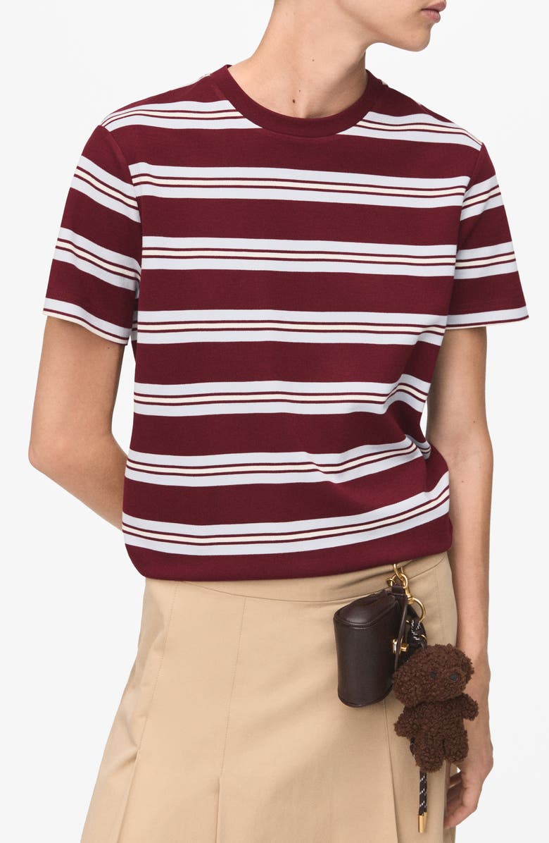 MANGO Stripe T-Shirt, Main, color, Maroon