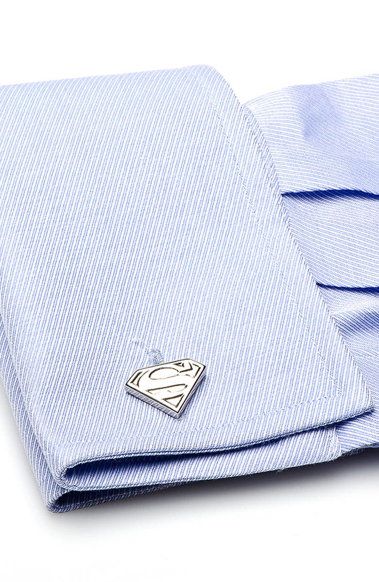 Cufflinks, Inc. Superman Shield Cuff Links, Alternate, color, Silver