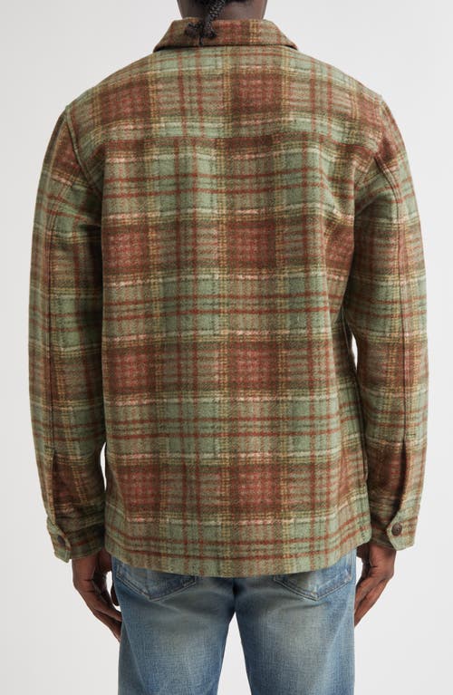 Double Rl Plaid Felted Wool Blend Button-up Shirt Jacket In Green