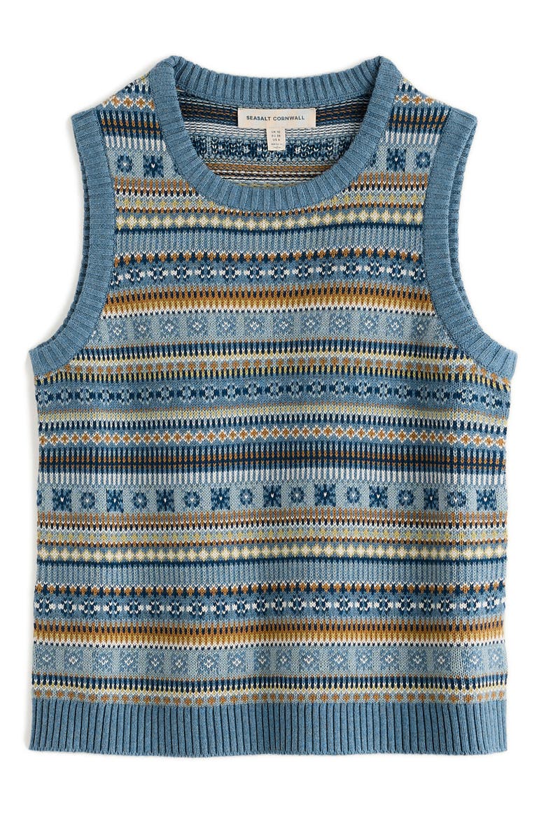 Cove Cottage Pattern Sweater Vest, Alternate, color, CARVED RELIEF CADET MULTI