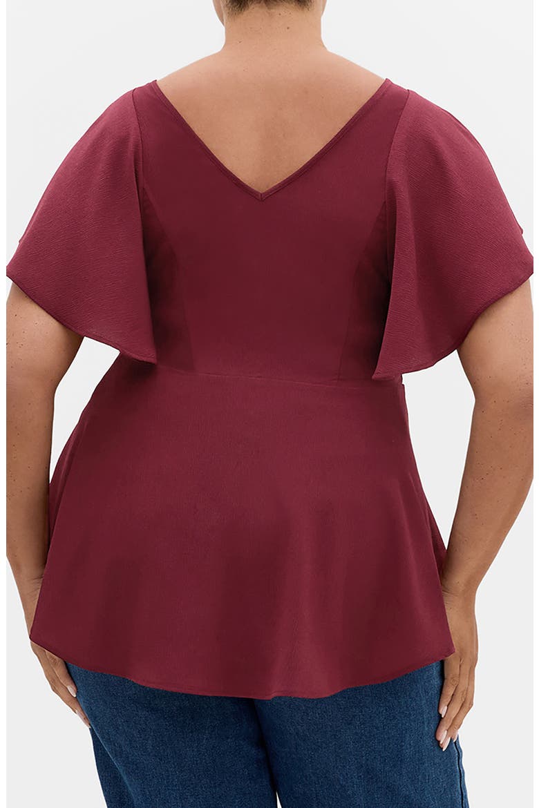 Romantic Mood Flutter Sleeve Peplum Top, Alternate, color, BERRY