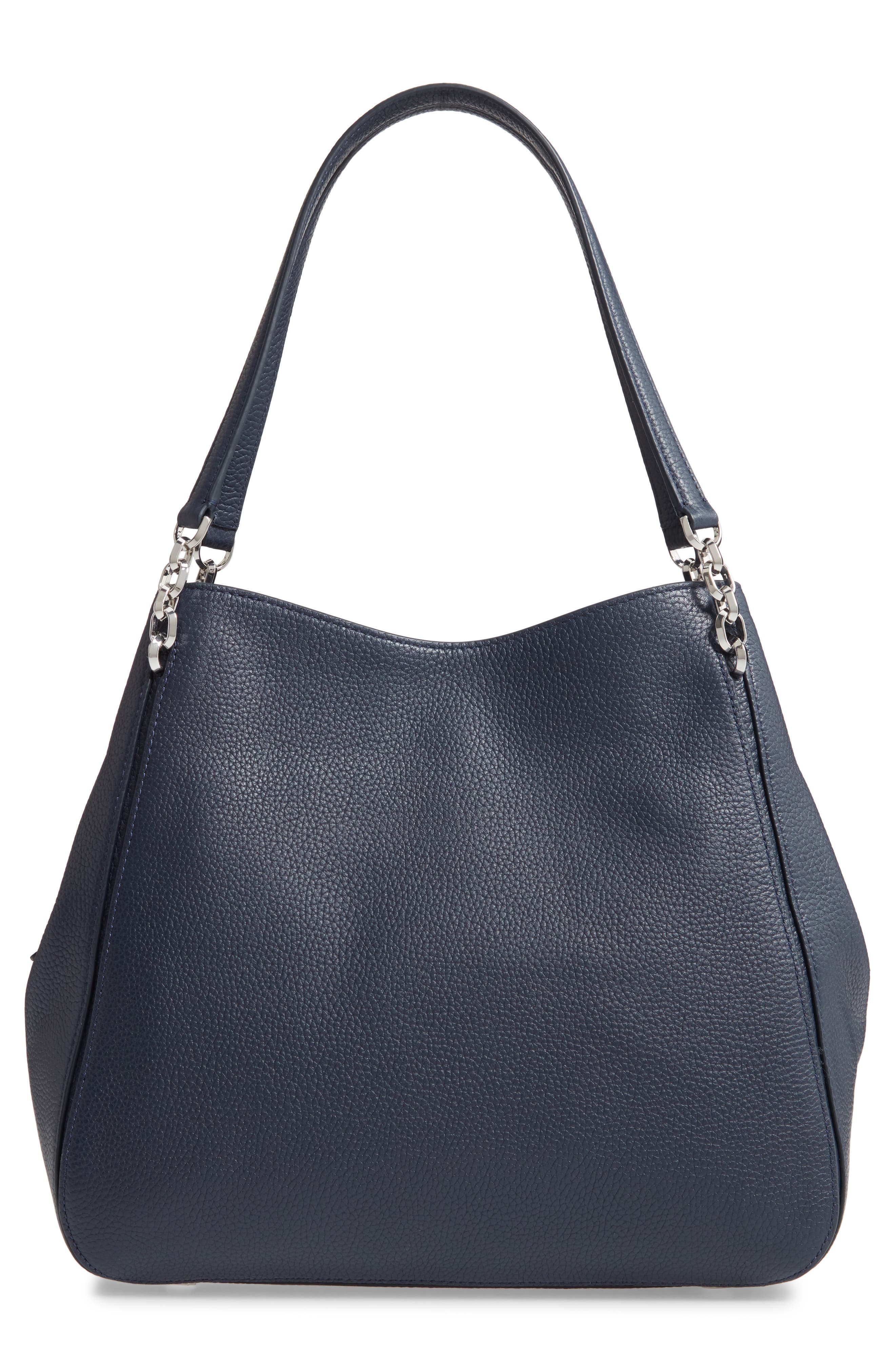 large hailey leather shoulder bag, Alternate, color, BLAZER BLUE
