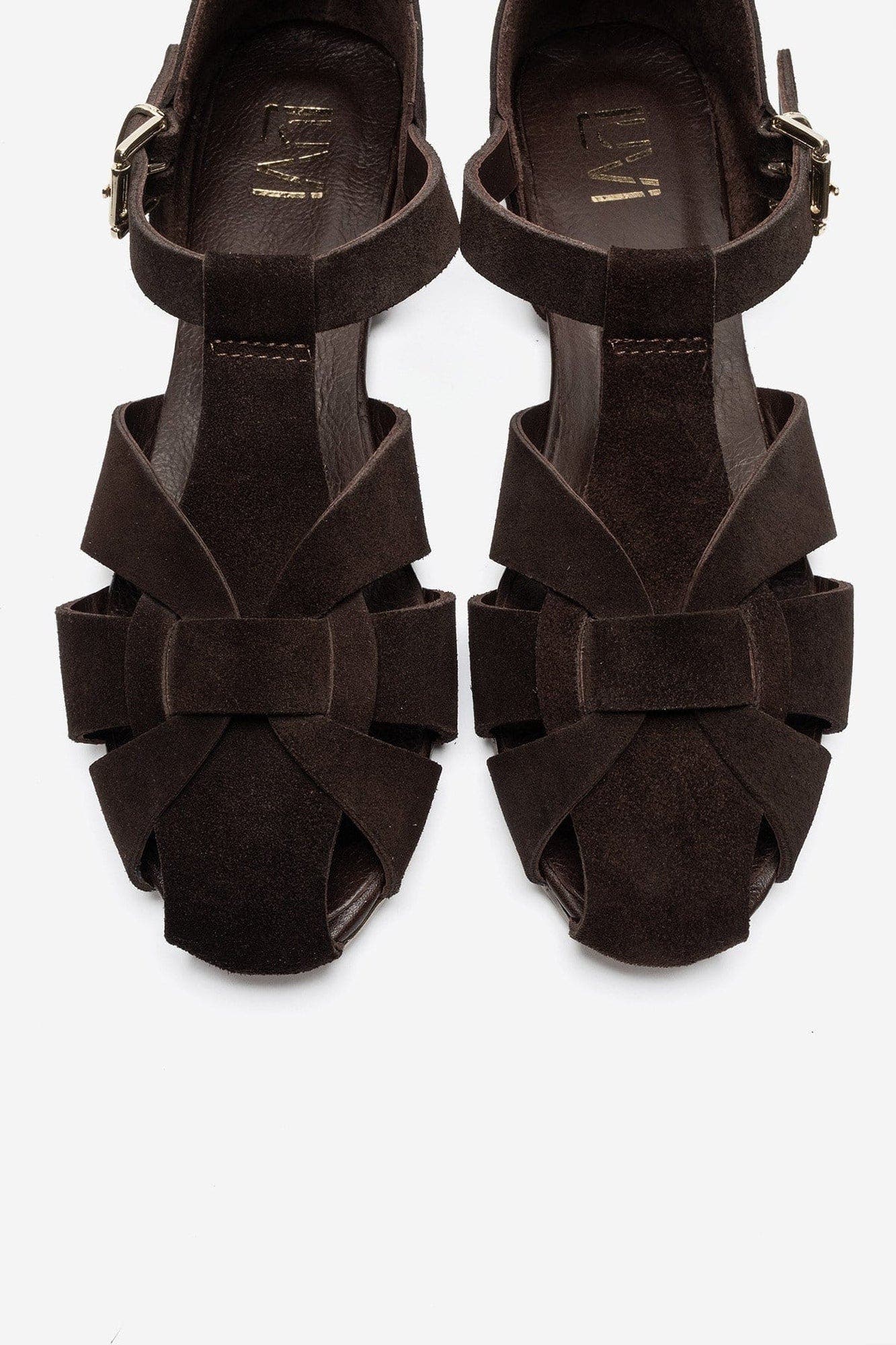 Falina Leather Sandal, Alternate, color, Brown Suede
