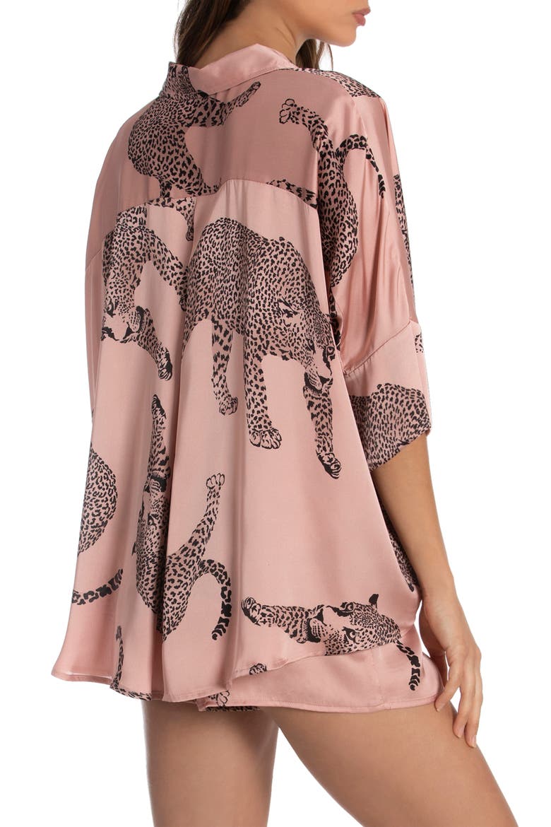 Print Satin Short Pajamas, Alternate, color, TAUPE