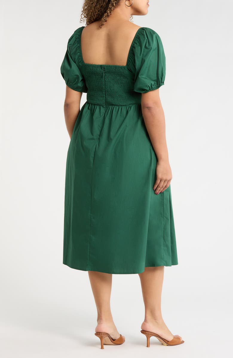 SUGARLIPS Sun City Alessi Puff Sleeve Midi Dress, Alternate, color, Emerald