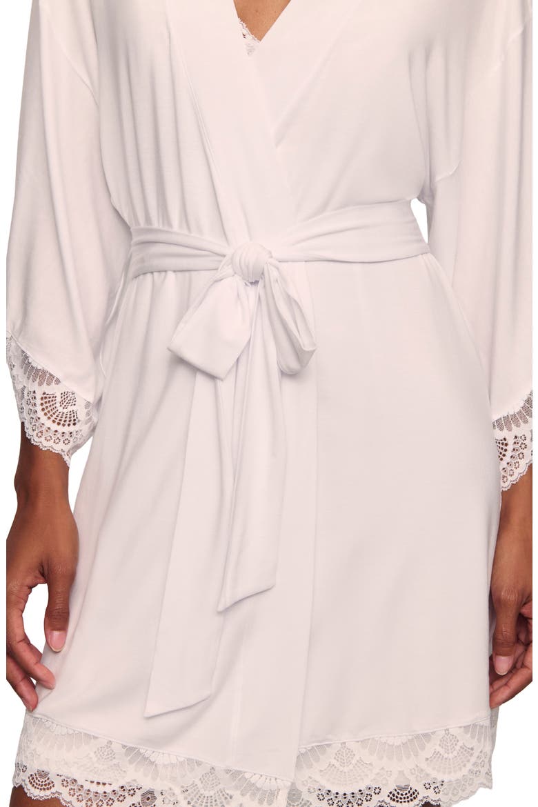 Mariana Lace Trim Jersey Robe, Alternate, color, WHITE