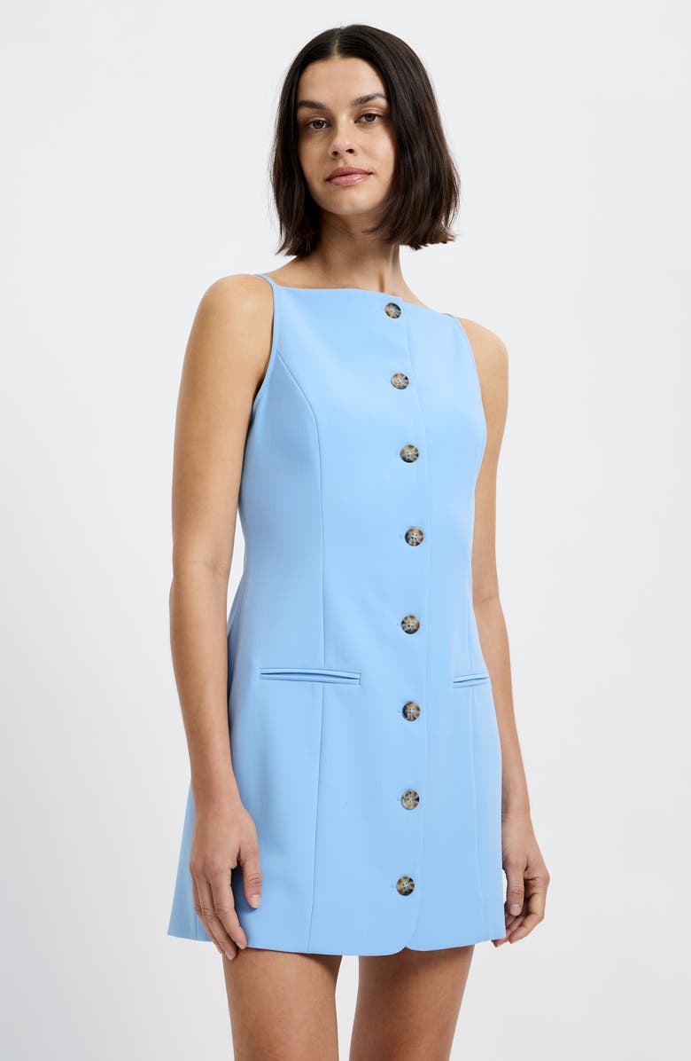 French Connection Azra Square Neck Twill Minidress, Alternate, color, Blue Hydrangea