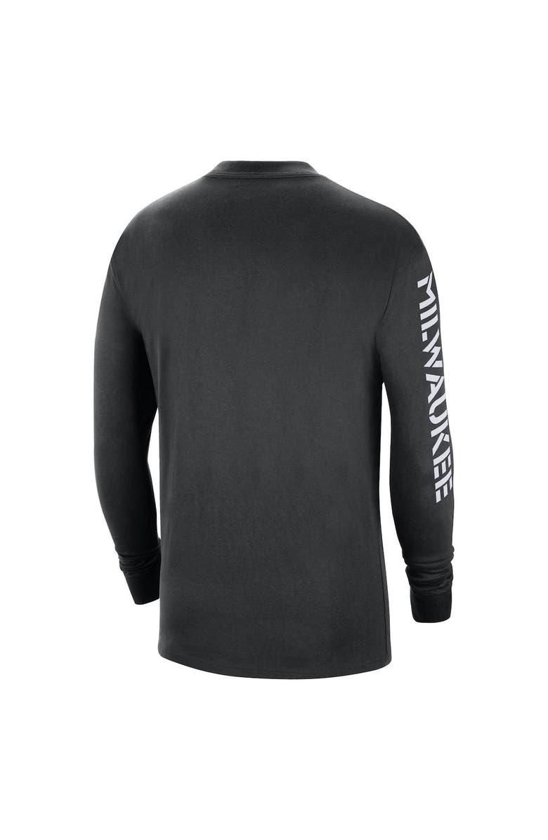 Jordan Brand Men's Jordan Brand Black Milwaukee Bucks Courtside Max 90 Vintage Wash Statement Edition Long Sleeve T-Shirt, Alternate, color, Black