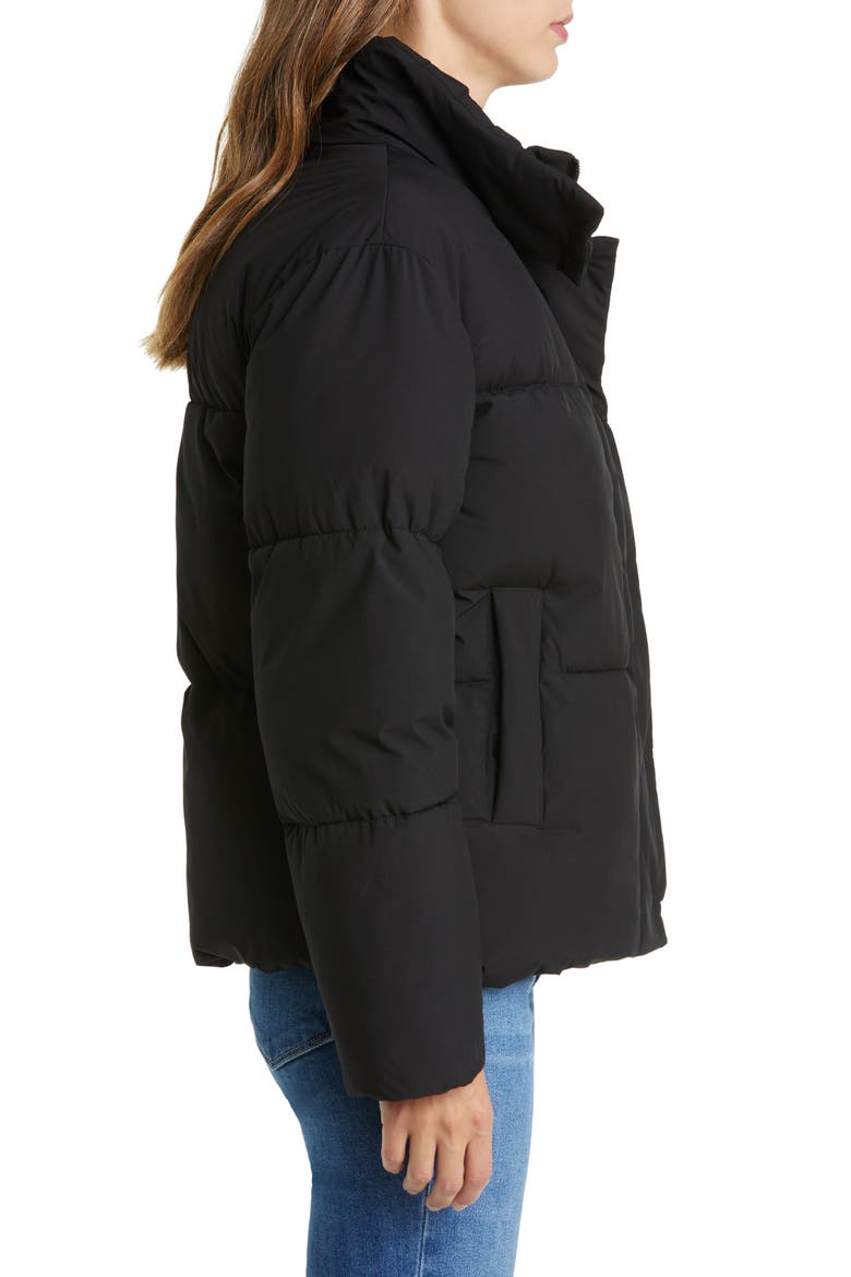 Stand Collar Puffer Jacket, Alternate, color, BLACK