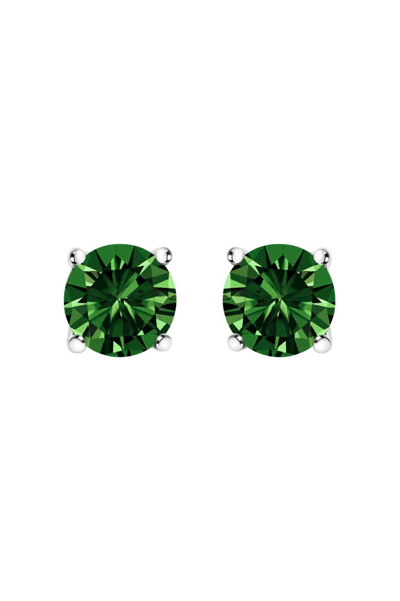 14K Gold 1 1/2 Cttw Lab Grown Green Diamond Classic Solitaire Stud Earrings, Main, color, White