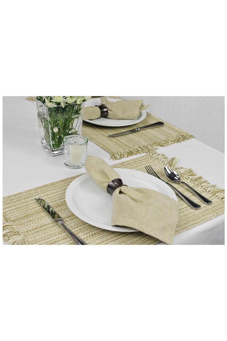 Variegated Fringe Set of 4 Placemats, Alternate, color, TAN