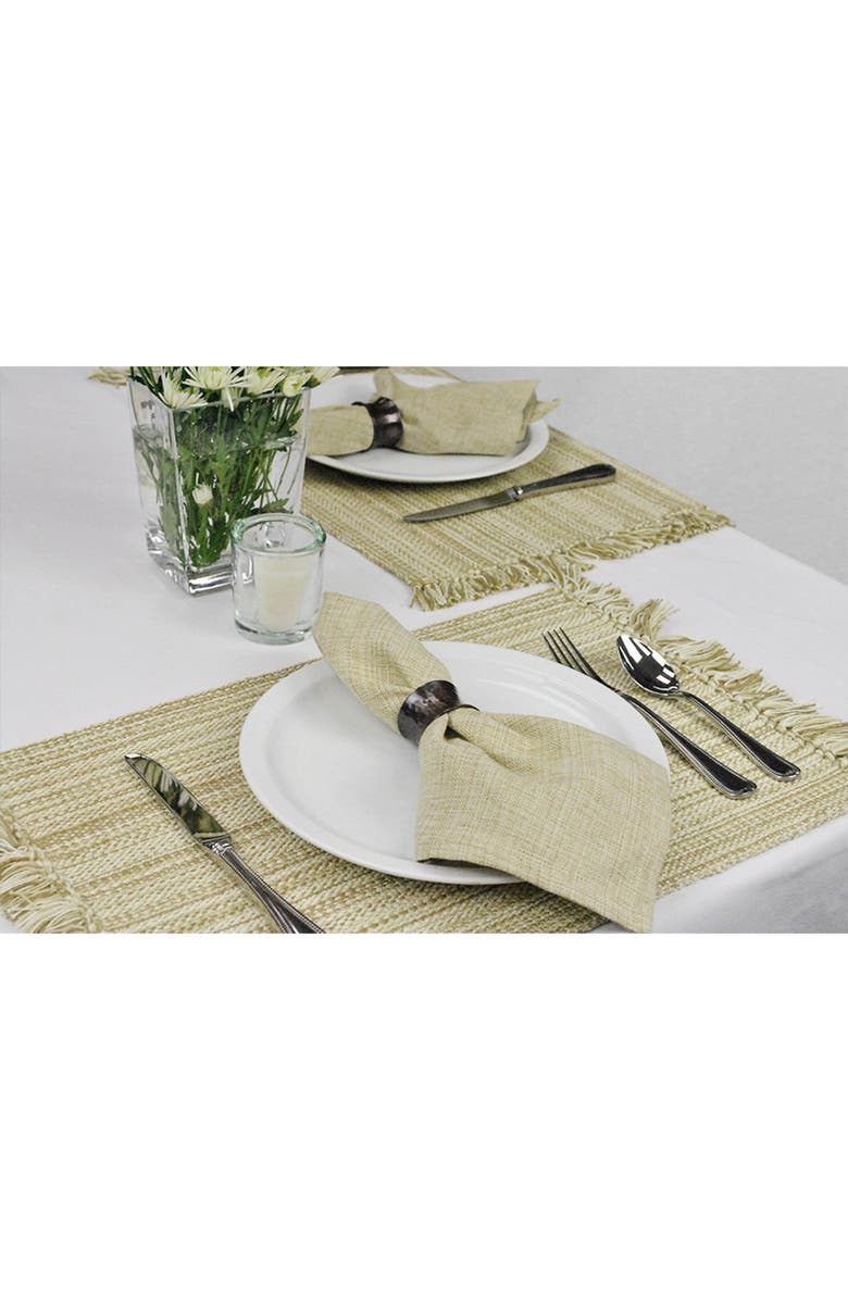 Design Imports Variegated Fringe Set of 4 Placemats, Alternate, color, Tan