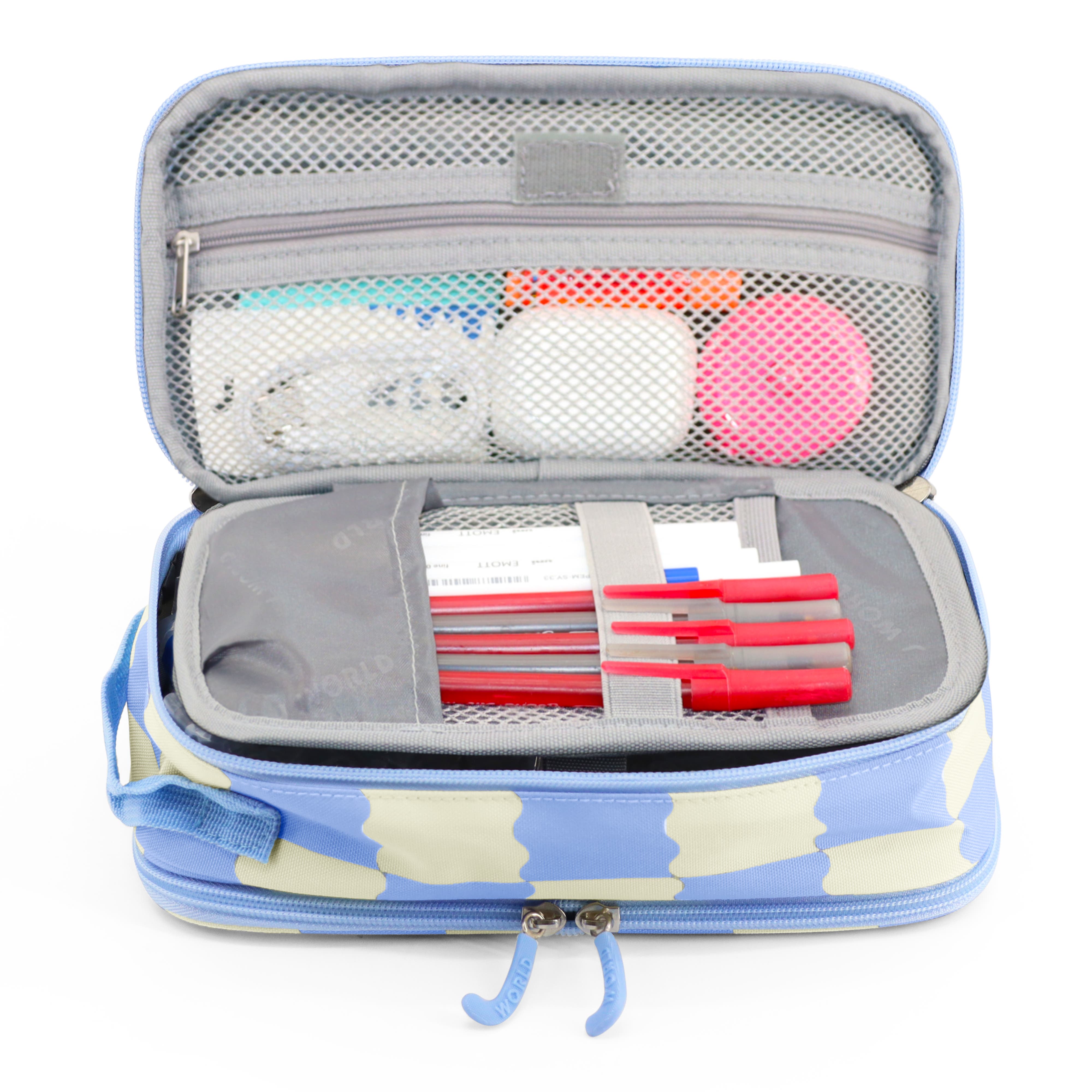 Doodle Pencil Case with Handle Strap, Alternate, color, Wiggle Blue
