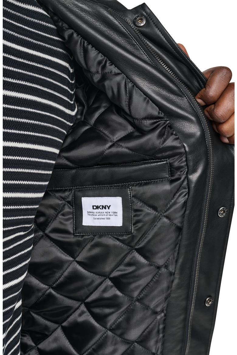 Faux Leather Hooded Bomber Jacket, Alternate, color, BLACK