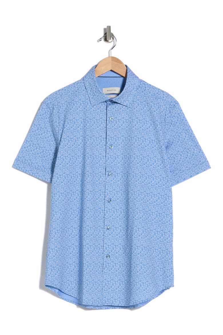 Short Sleeve Woven Shirt, Alternate, color, COBALT