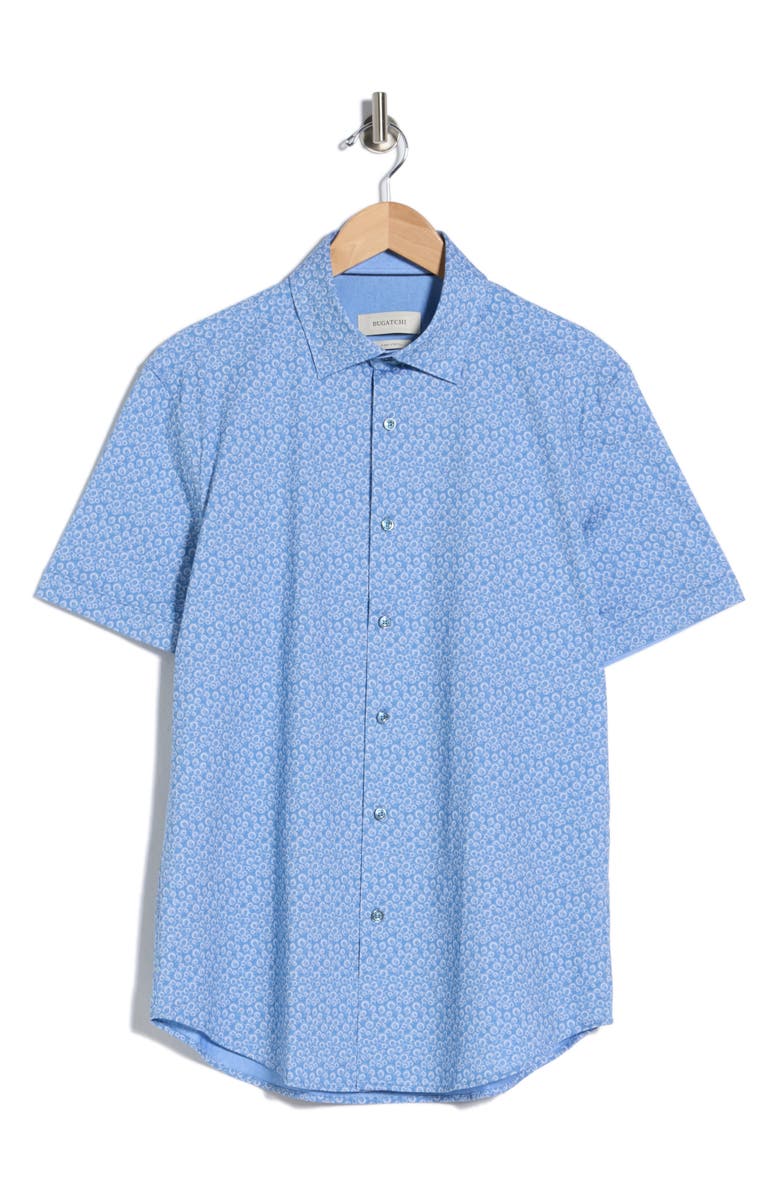 Bugatchi Short Sleeve Woven Shirt, Main, color, Cobalt