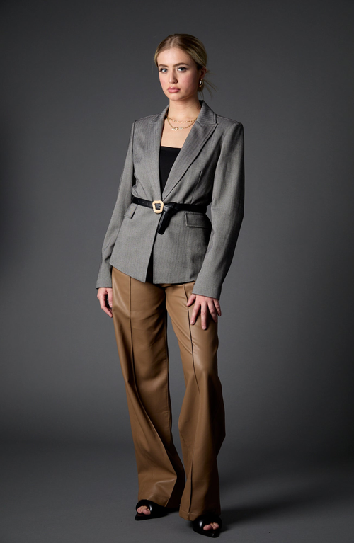 Blue Revival Taylor Belted Blazer In Grey Herringbone