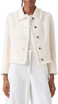 Akris punto Fringe Cotton Blend Tweed Jacket