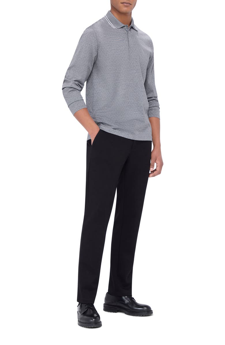 Bugatchi Jacquard Long Sleeve Polo, Alternate, color, Platinum