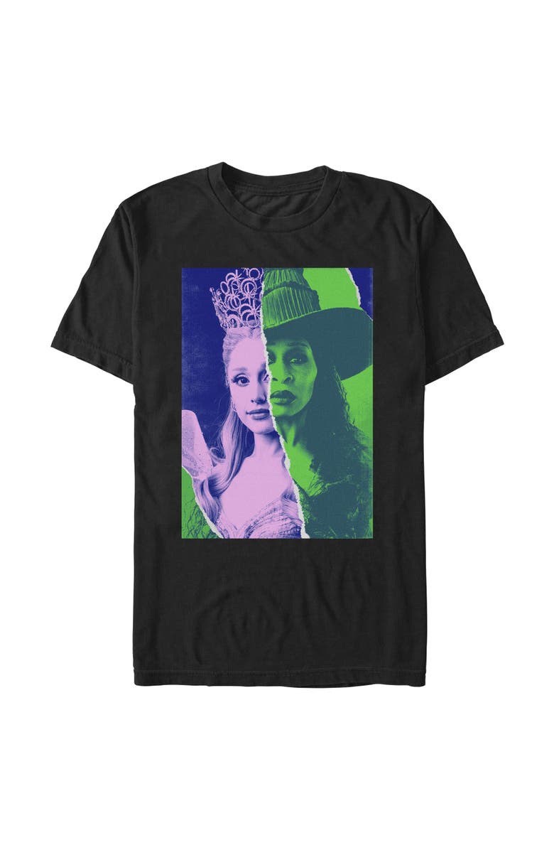 Wicked: For Good Men's Wicked For Good Glinda and Elphaba Tonal Poster Graphic T-Shirt, Main, color, Black