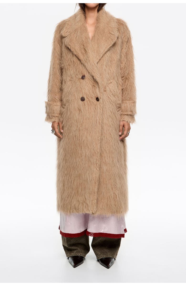 Bimba y Lola Fur Tailored Coat, Main, color, Nude
