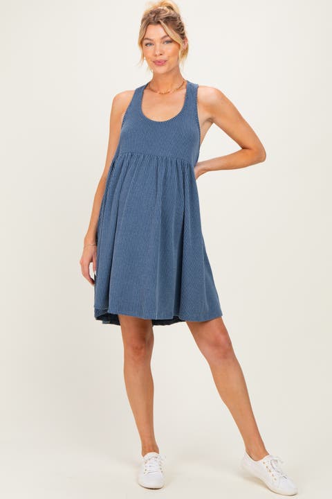 Ribbed Sleeveless Open Back Midi Dress