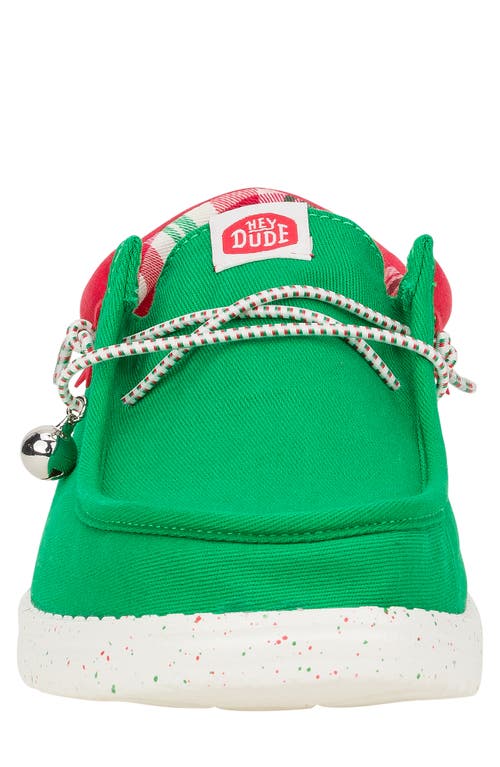 Hey Dude Wally Holiday Moc Toe Slip-on Shoe In Green