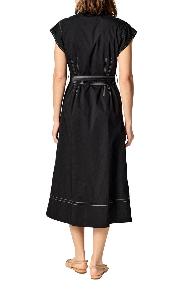 English Factory Contrast Stitch Stretch Cotton Blend Shirtdress, Alternate, color, Black