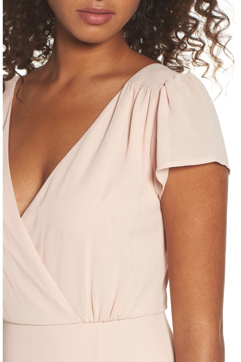 Lace-Up Back Chiffon Gown, Alternate, color, NUDE BLUSH