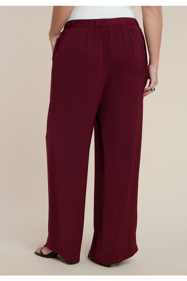 Elastic Waist Wide Leg Trouser, Alternate, color, WINE