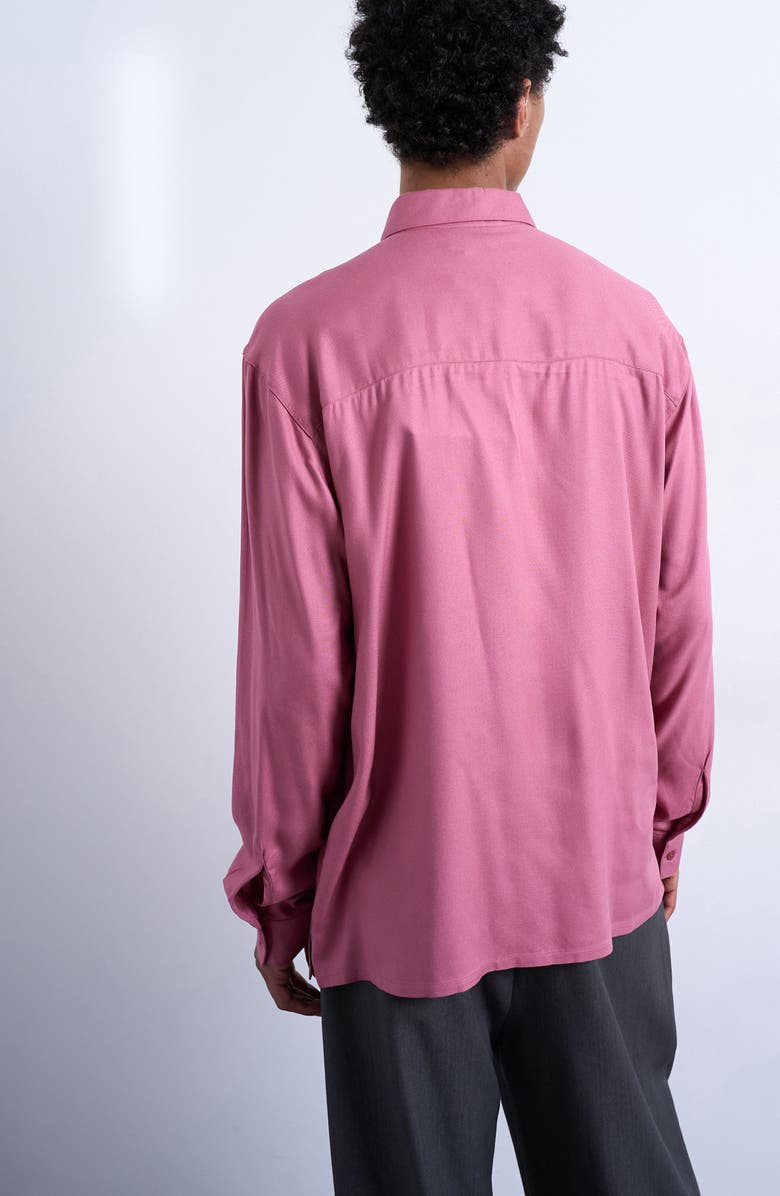 Topman Relaxed Fit Twill Button-Up Shirt, Alternate, color, Mauve