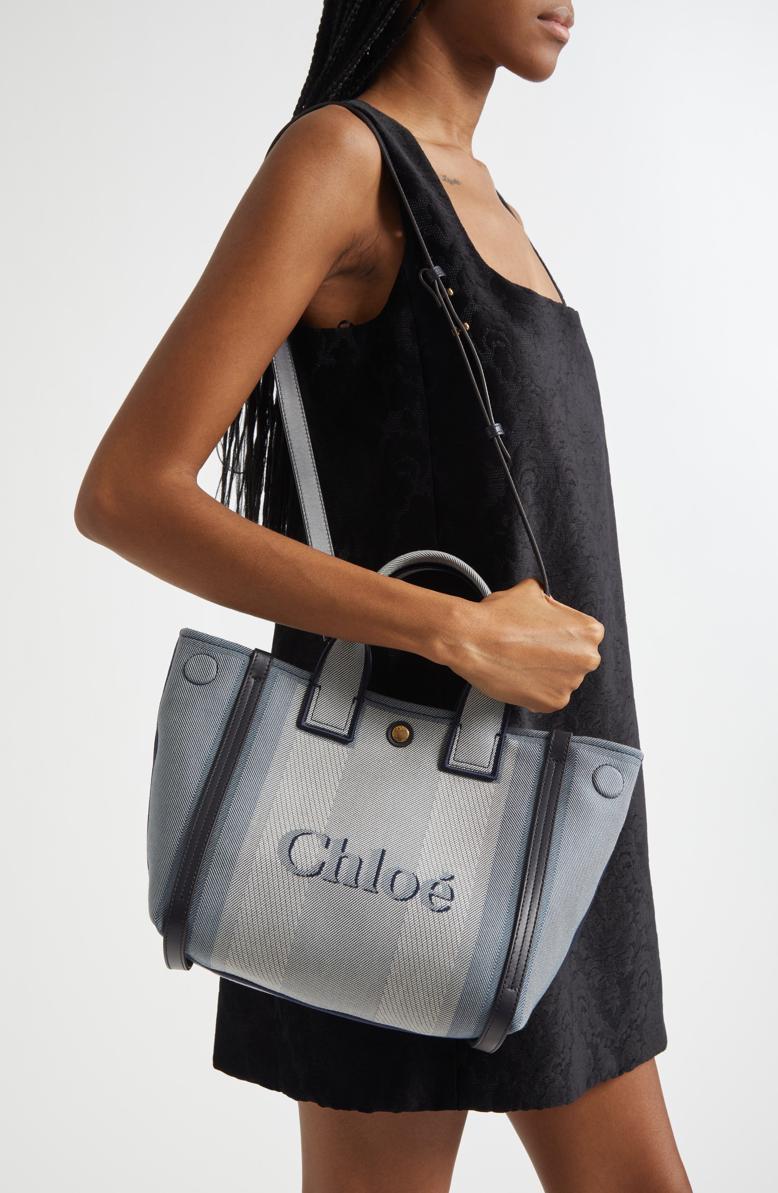 Chloé Logo Canvas Tote, Alternate, color, 