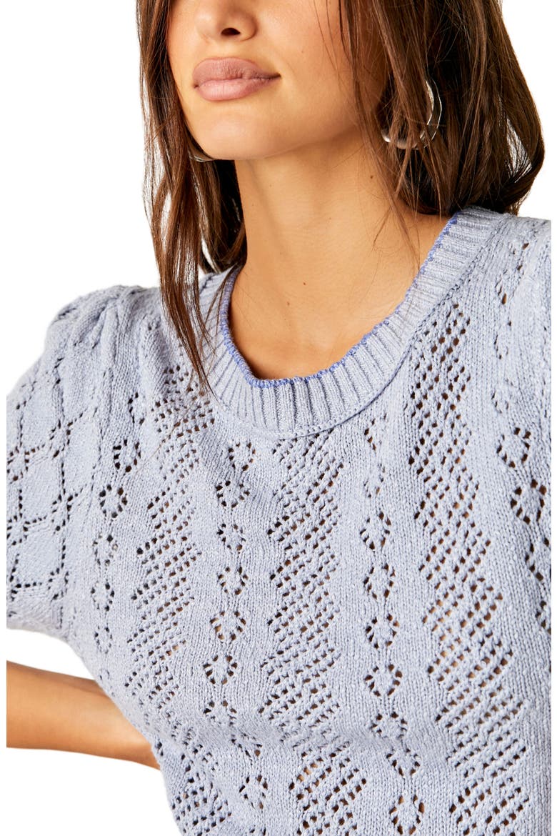 Eloise Open Stitch Puff Shoulder Sweater, Alternate, color, FALLING WATER COMBO