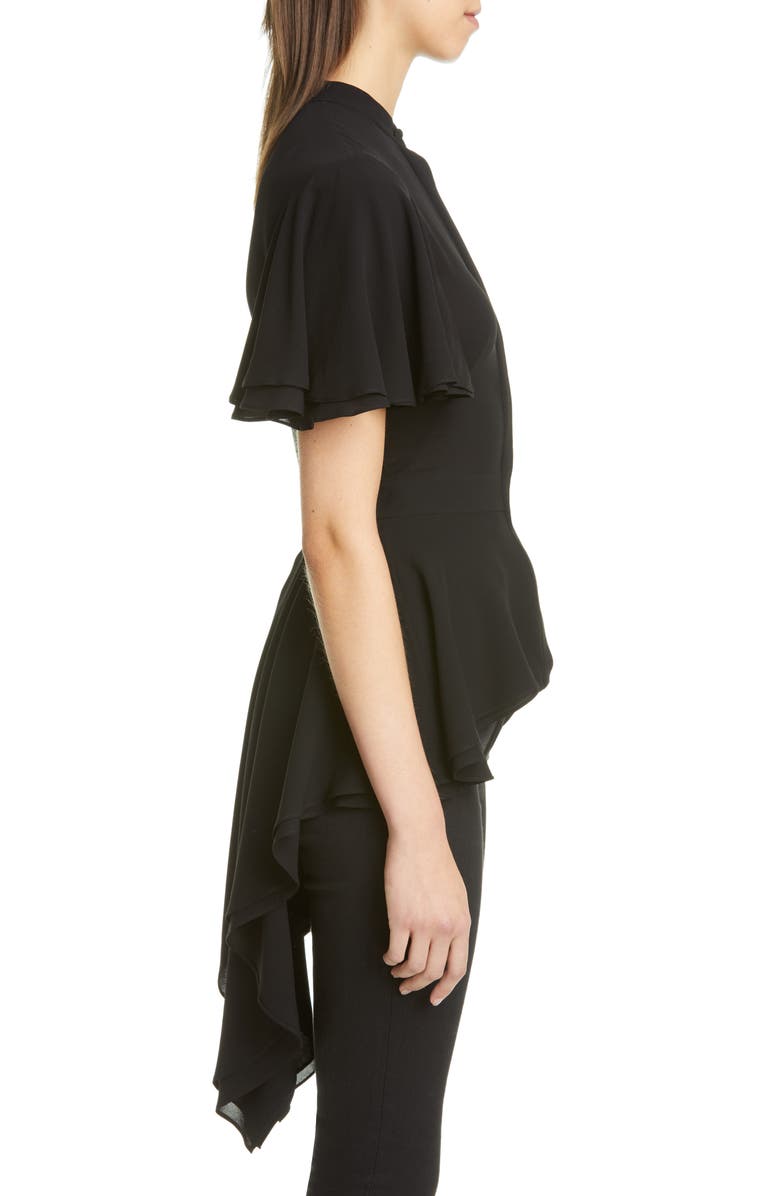 McQueen Alexander McQueen Silk High/Low Peplum Blouse, Alternate, color, 