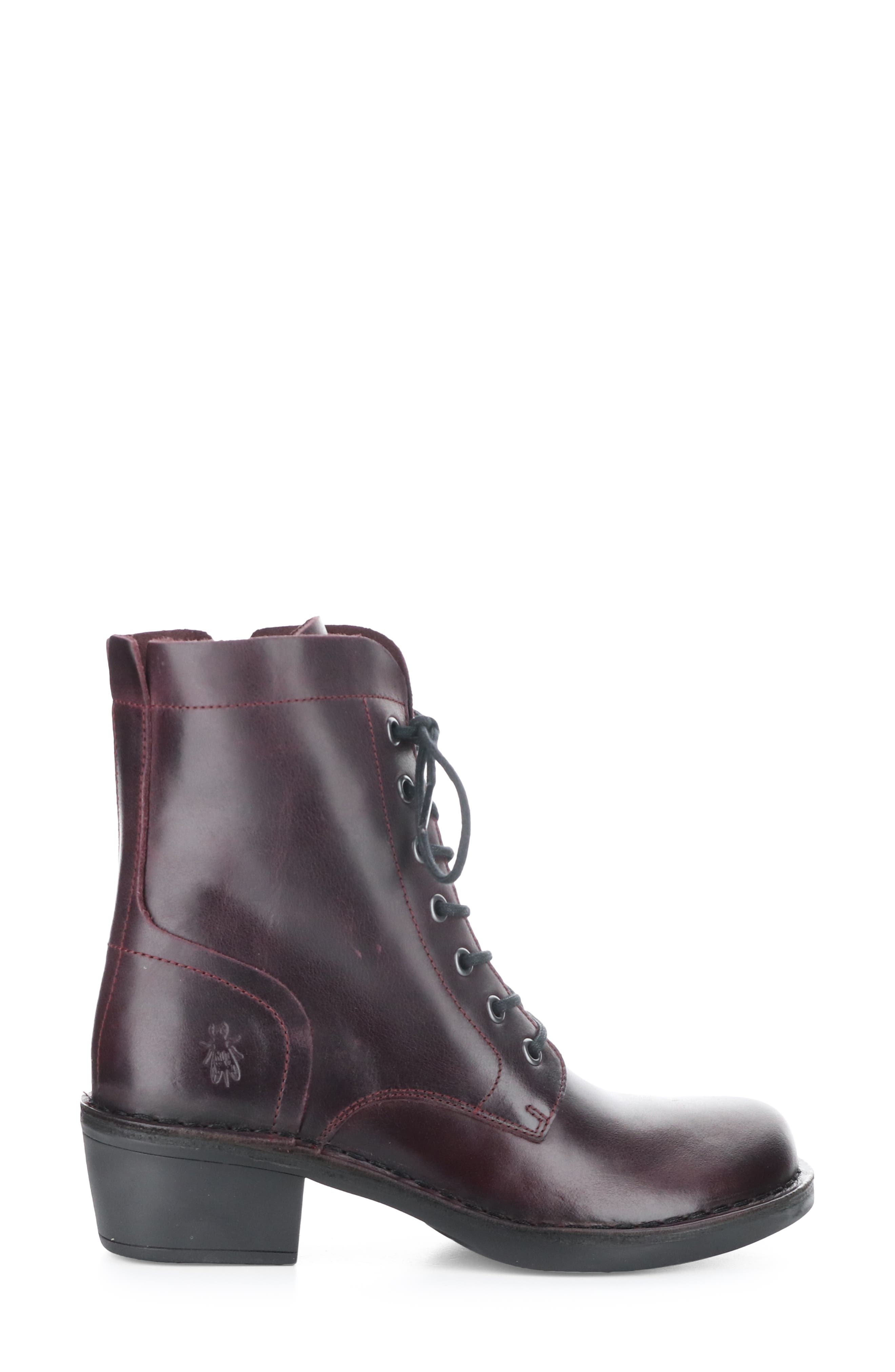 Milu Lace-Up Leather Boot, Alternate, color, WINE RUG