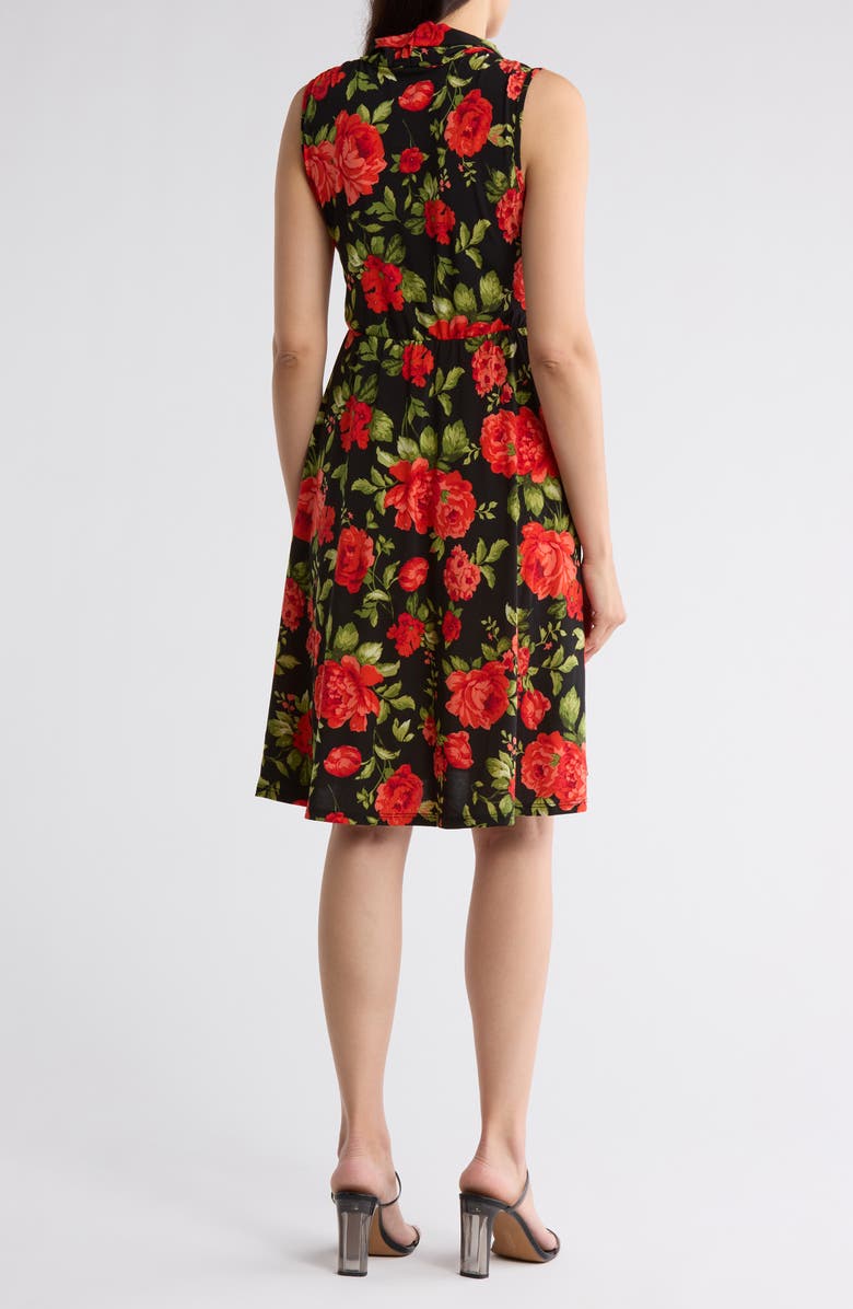 Love By Design Ezra Floral Sleeveless Faux Wrap Dress, Alternate, color, Carnation