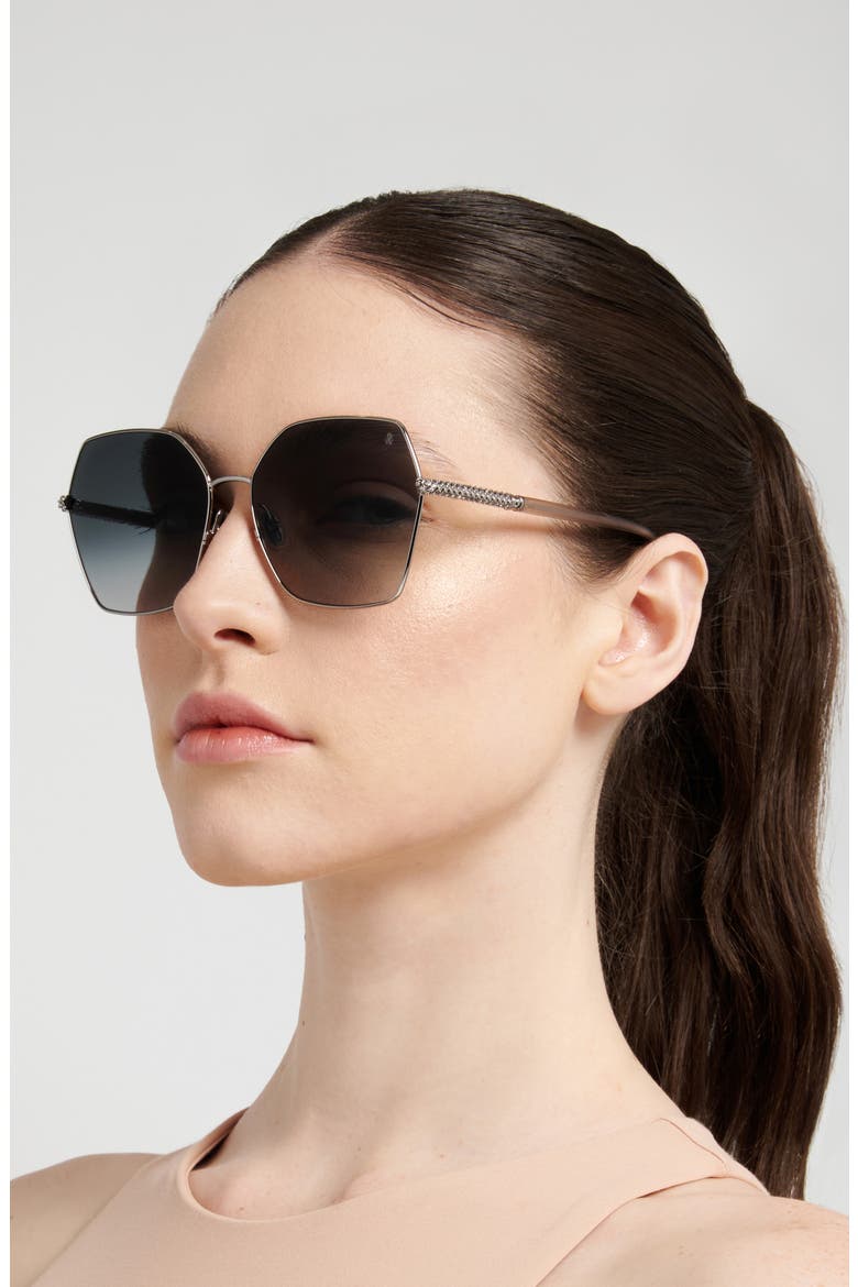 60mm Gradient Square Sunglasses, Alternate, color, RUTHENIUM/ DARK GREY SF