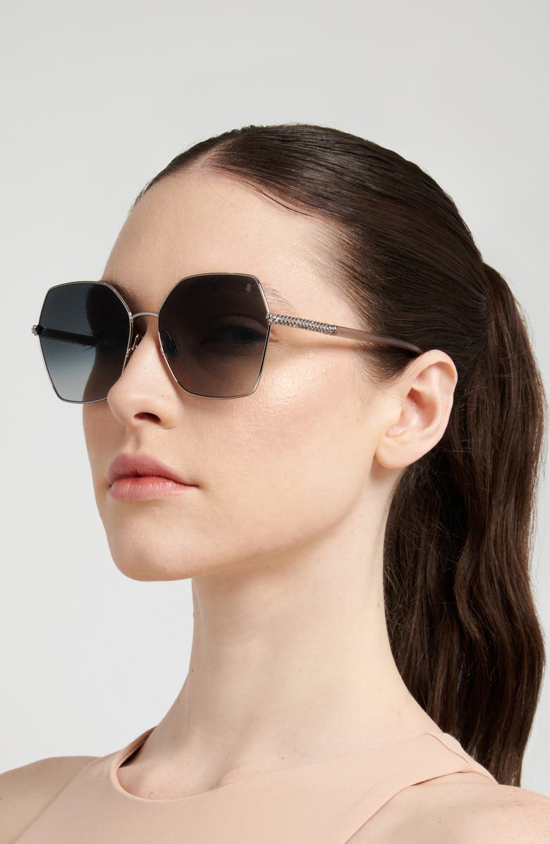 Stuart Weitzman 60mm Gradient Square Sunglasses, Alternate, color, Ruthenium/ Dark Grey Sf