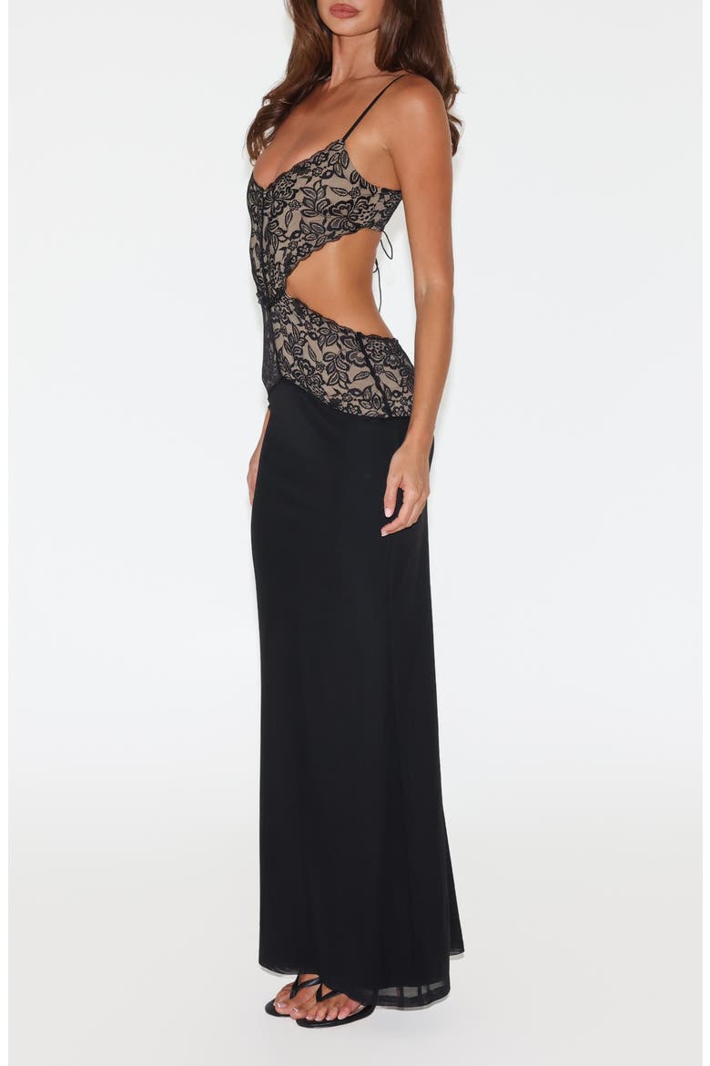 Wisteria Lace Cutout Maxi Dress, Alternate, color, BLACK