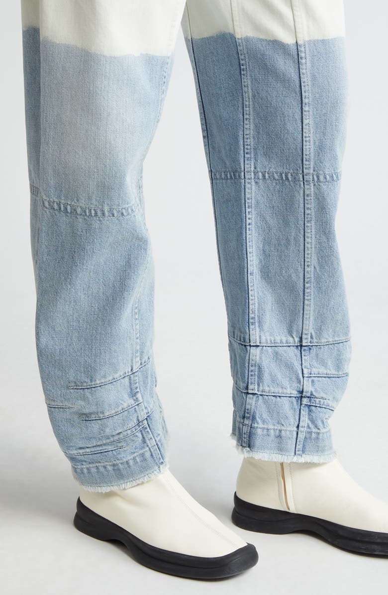 Jil Sander Bleach Stripe Articulated Raw Hem Button Fly Jeans, Alternate, color, 