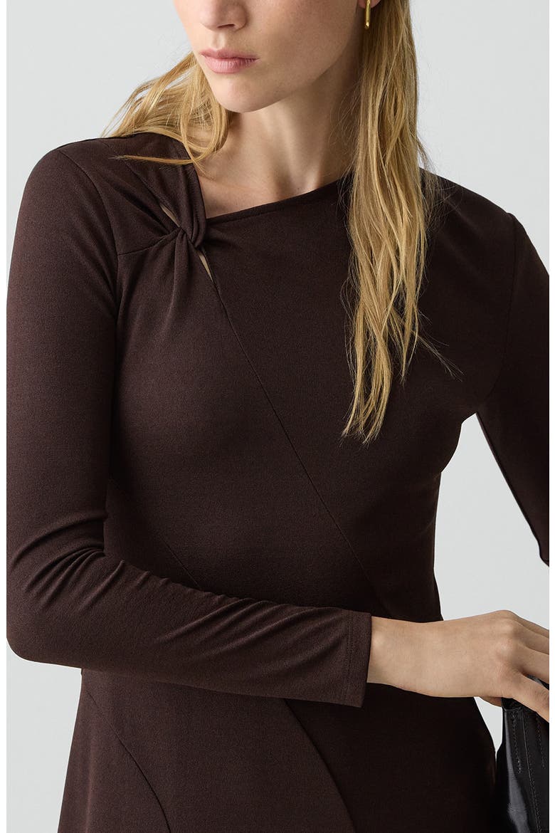 Long Sleeve A-Line Midi Dress, Alternate, color, CACAO