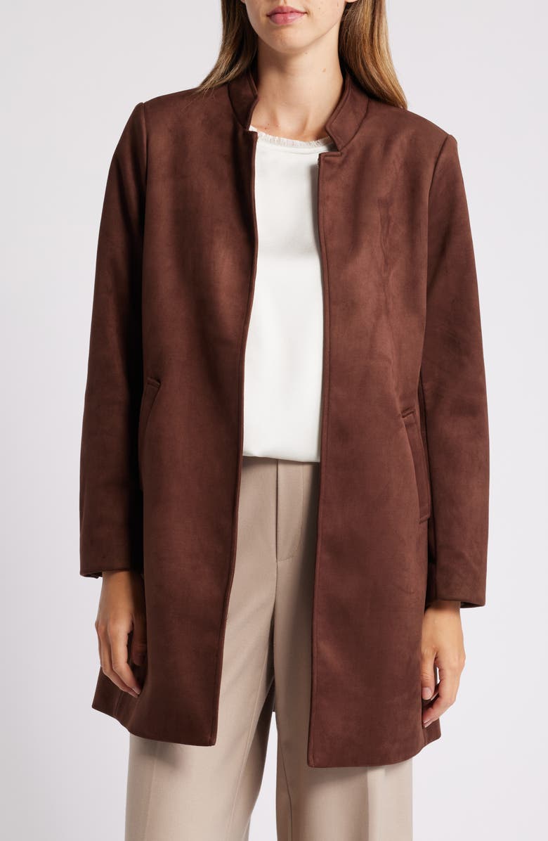 Tahari ASL Faux Suede Long Jacket, Main, color, 