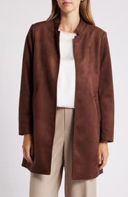 Tahari ASL Faux Suede Long Jacket