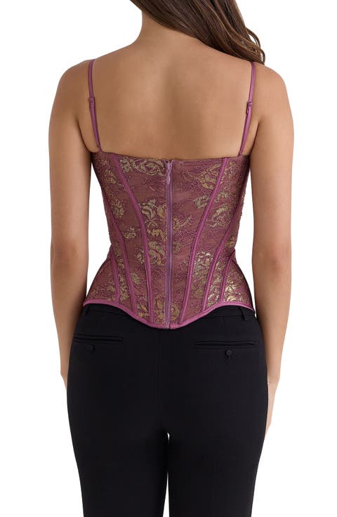Clairelle Metallic Lace Corset Top