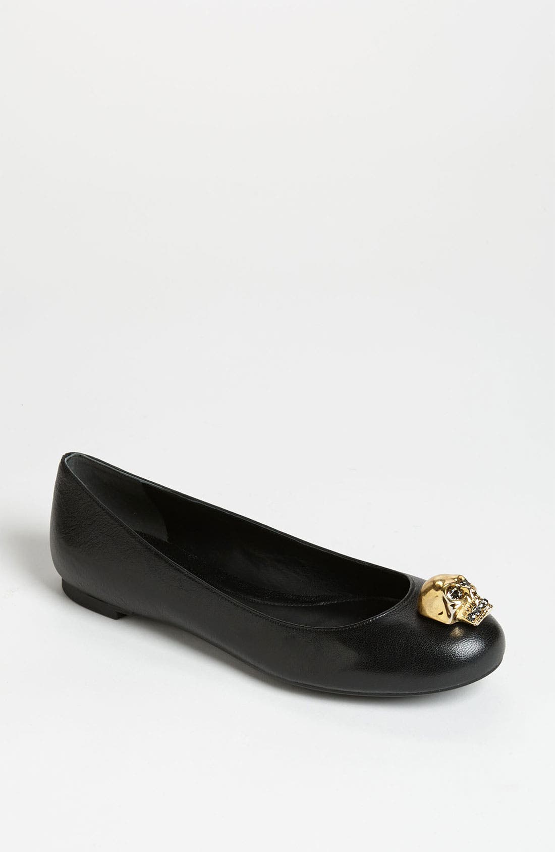 Alexander McQueen Skull Ballet Flat, Alternate, color, BLACK
