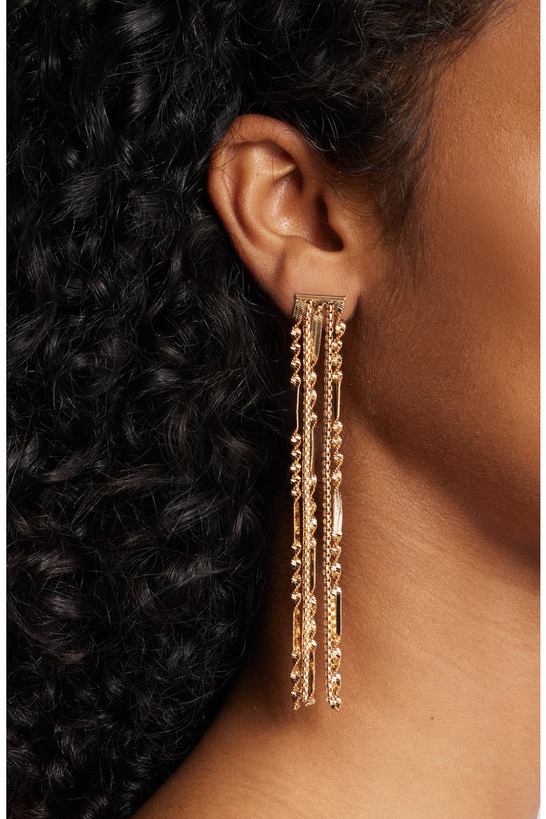Fringe Earrings, Alternate, color, GOLD