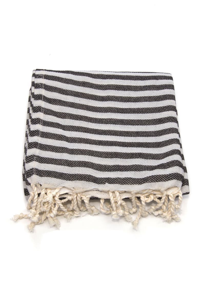 'Fun in the Sun' Turkish Pestemal Towel, Alternate, color, CHARCOAL BLACK