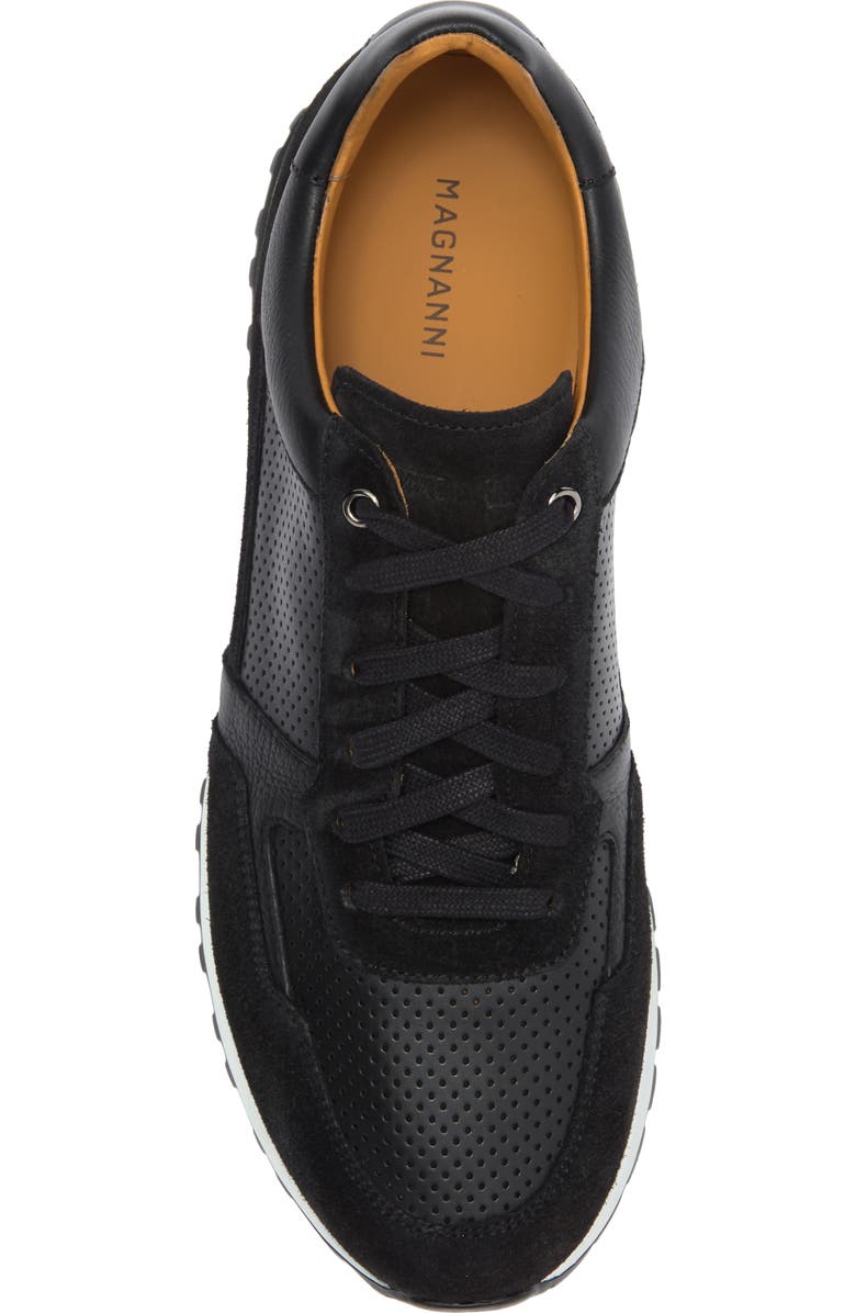 Magnanni Fado Perforated Sneaker, Alternate, color, Black / Black